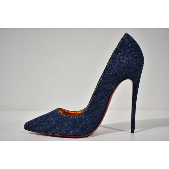 Christian Louboutin So Kate 120 Blue Denim Saba Gold Stiletto Heel Pump 38.5 - Picture 8 of 12